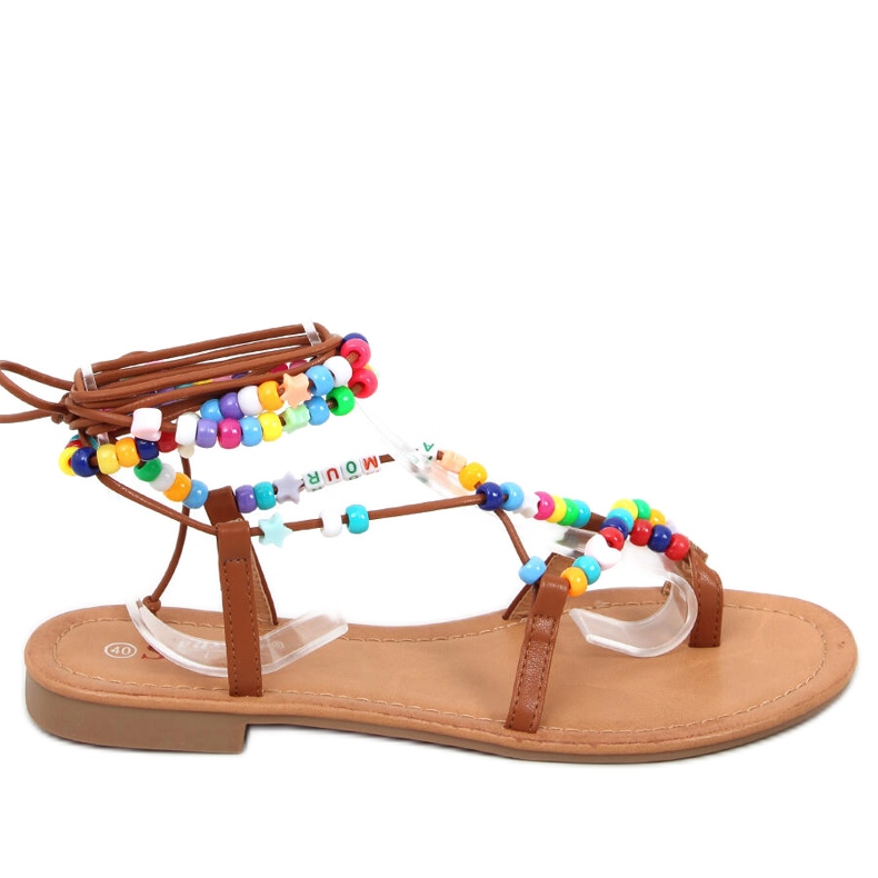 Donne romane con perline Megh Camel marrone