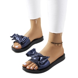 Ciabatte blu navy con fiocco lucido Sora