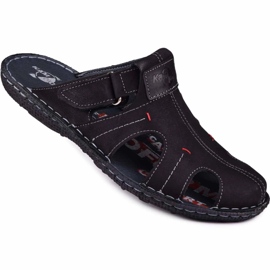 Kampol Ciabatte da uomo in pelle 217/22KAM nere nero