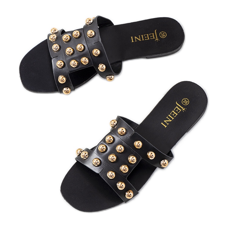 Ciabatte nere con borchie decorative Amparo nero