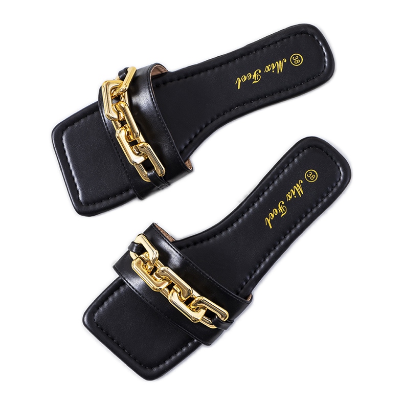 Ciabatte eleganti nere con catena Cherell nero