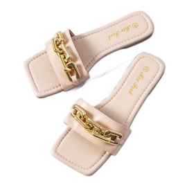 BM Ciabatte eleganti beige con catena Cherell