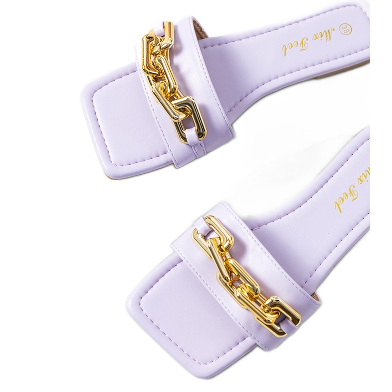 Ciabatte eleganti viola con catena Cherell