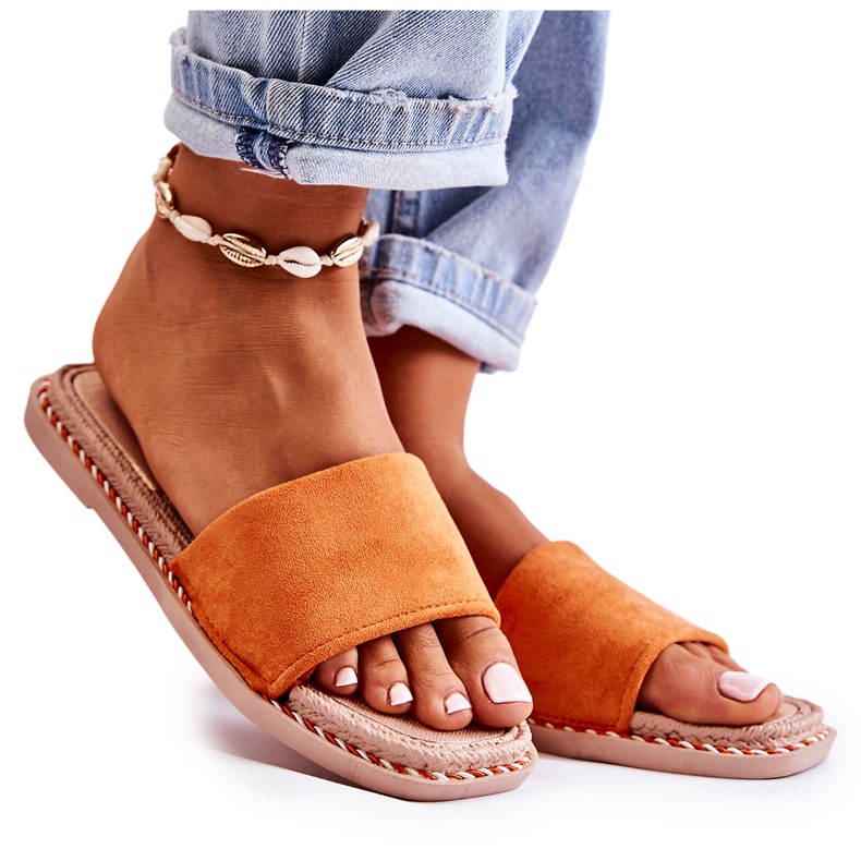 FJ1 Ciabatte da donna in camoscio Arancio Tramonto arancia