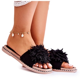 FJ1 Ciabatte Da Donna In Pelle Scamosciata Con Decorazione Giorgia Nera nero