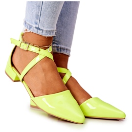 WS1 Décolleté In Vernice Con Tacco Basso Giallo Fluo Giovanna