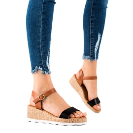 Cm Paris Sandali con zeppa classici marrone nero