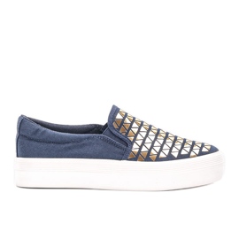 Sneakers blu navy sulla piattaforma Sandell d'oro