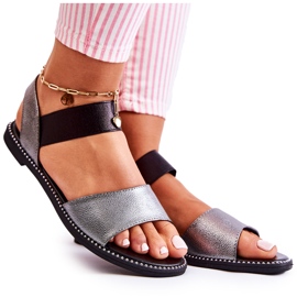 S.Barski Sandali classici con borchie Shelly argento scuro nero d'argento
