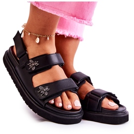 S.Barski Sandali da donna con decorazione Elly nera nero