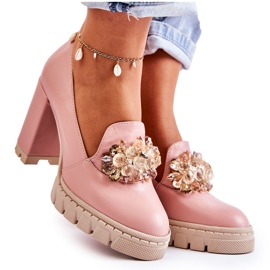 PA2 Eleganti Décolleté Con Ornamentale Caterine Rosa-Beige