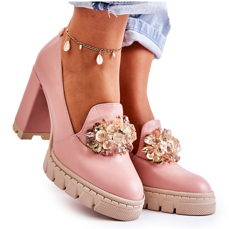 PA2 Eleganti Décolleté Con Ornamentale Caterine Rosa-Beige