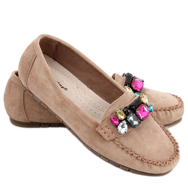 Mocassini con pietre Megara Khaki beige