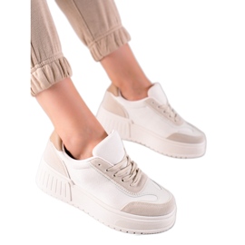 TRENDI Sneakers alla moda sulla piattaforma beige