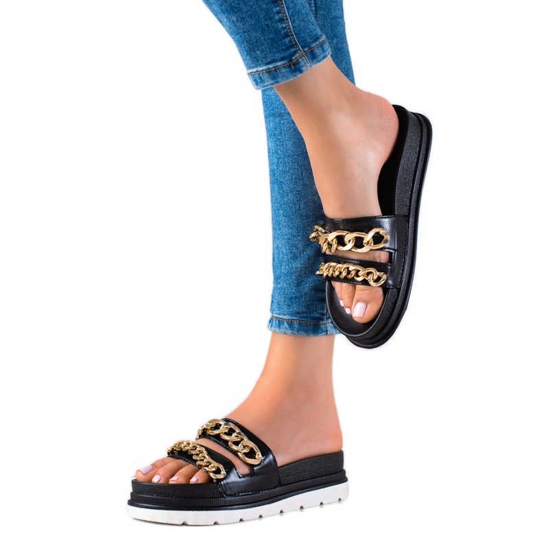 WELLSPRING Pantofole Di Moda Con Le Catene nero