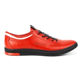 Polbut Scarpe casual da uomo in pelle K23 rosse con nero rosso