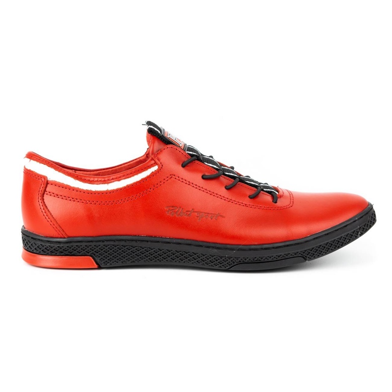 Polbut Scarpe casual da uomo in pelle K23 rosse con nero rosso