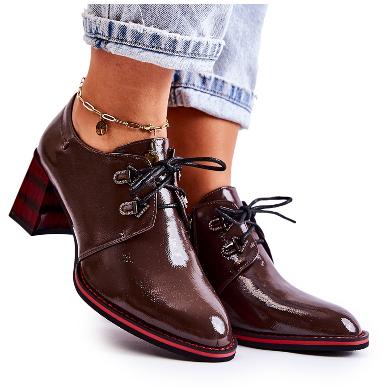 S.Barski Scarpe Con Cerniera Marrone e Rossa Laurasa rosso