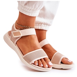 PE1 Sandali Comodi Da Donna Con Velcro Beige Sidney