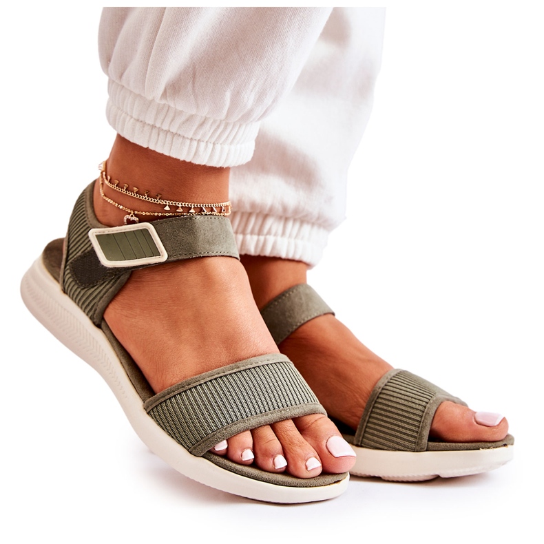 PE1 Sandali Comodi Da Donna Con Velcro Verde Sidney