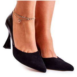 PA2 Décolleté in pelle alla moda in Spitz Black Mailla nero