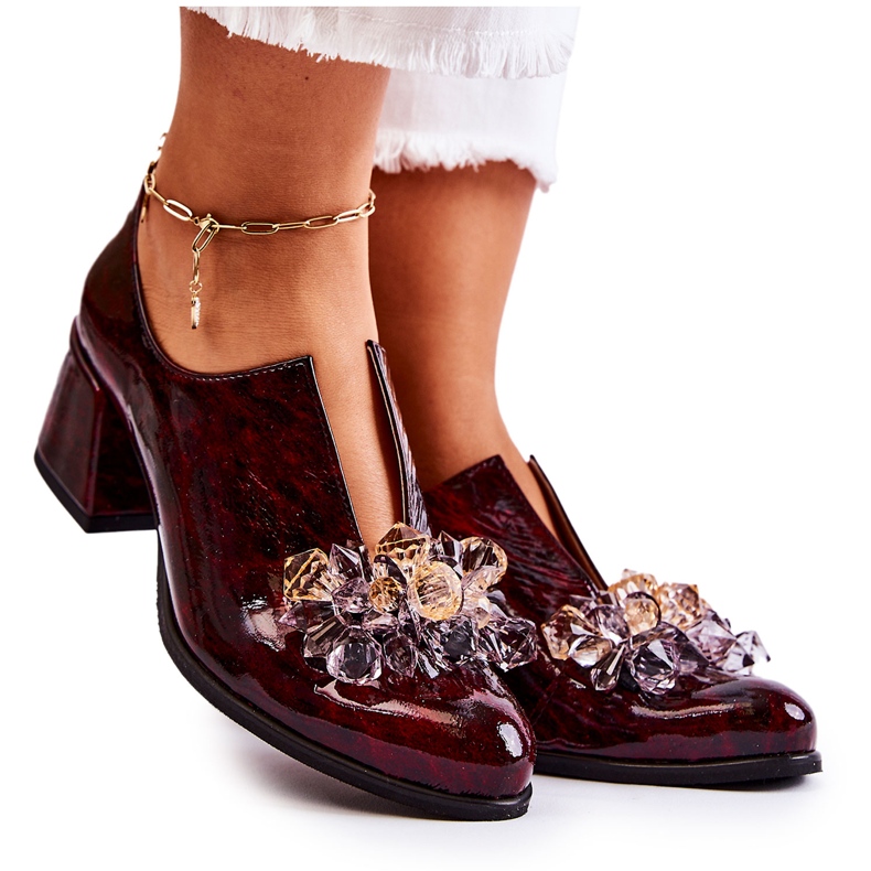 PA2 Scarpe Mosaico In Pelle Con Decorazione Delaver Marrone Trasparente rosso multicolore