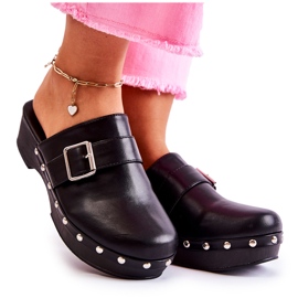 FS1 Ciabatte Da Donna Zoccoli Sul Tacco Nero Ivette