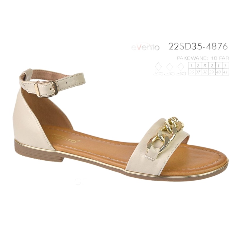 Evento Sandali da donna con catena d'oro 22SD35-4876 beige