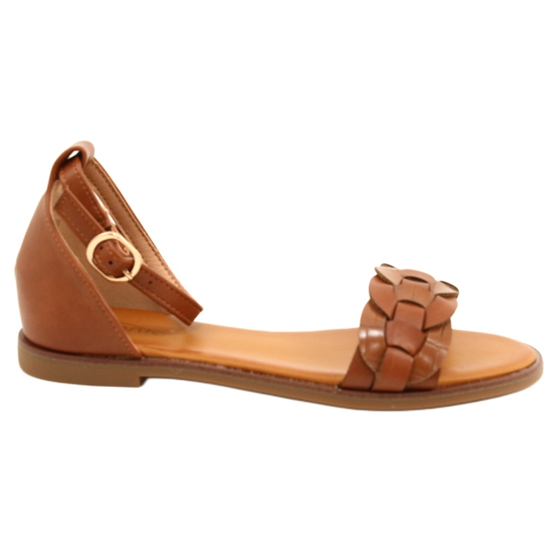 Evento Sandali da donna con treccia 22SD35-4604 Camel marrone