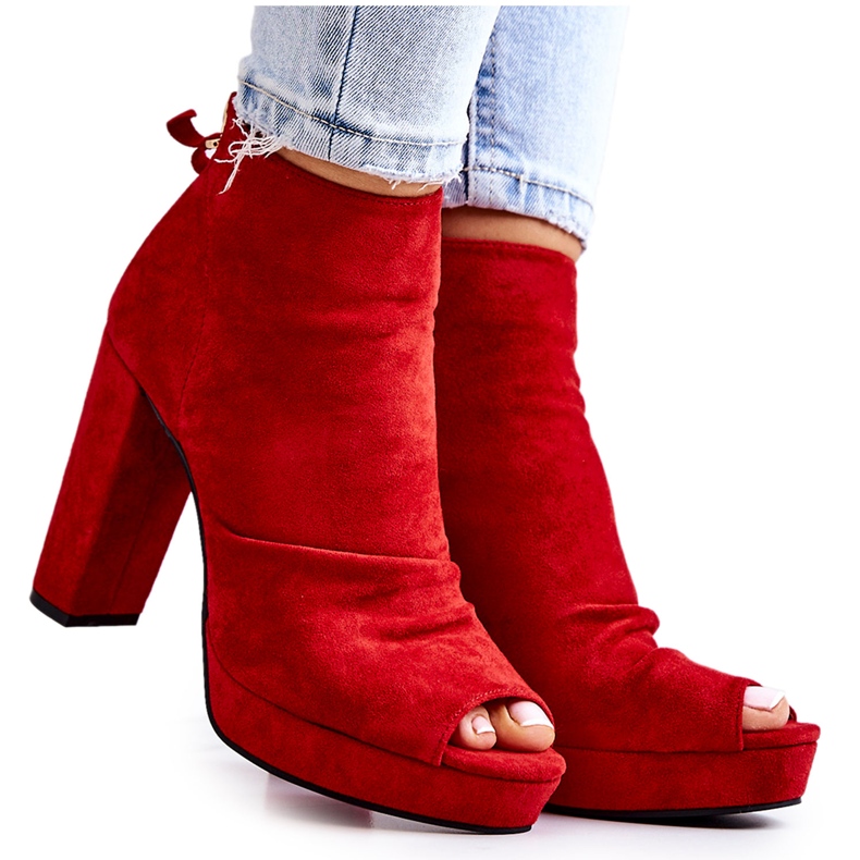 WS1 Stivali su una barra Open Toes Red Adore rosso