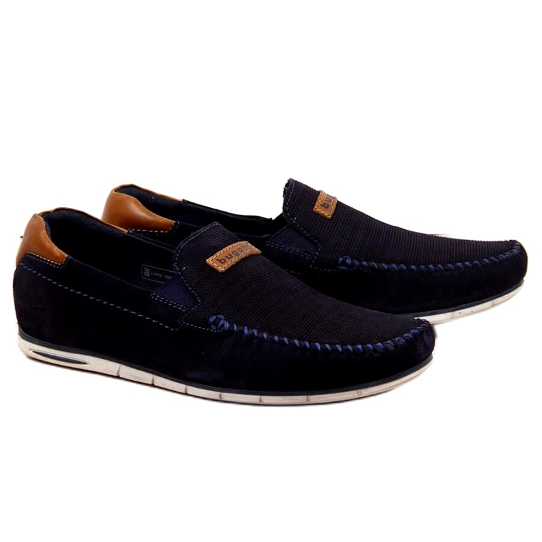 Mocassini in pelle Bugatti M HH153084 blu navy marrone