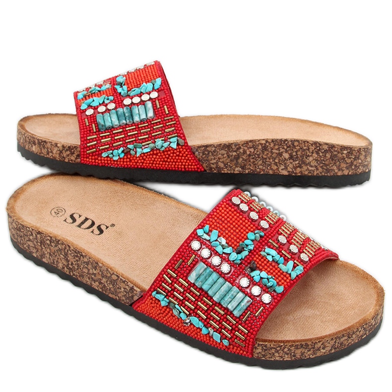 Pantofole Taida in sughero rosso blu