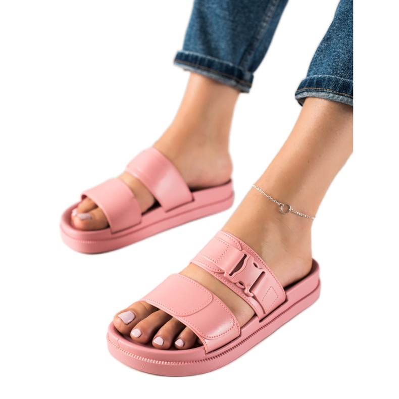 SHELOVET Ciabatte rosa con fibbia