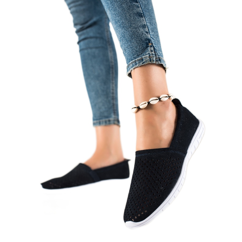 DK Slip in pelle traforata blu navy