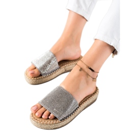 SHELOVET Ciabatte con zirconi d'argento grigio