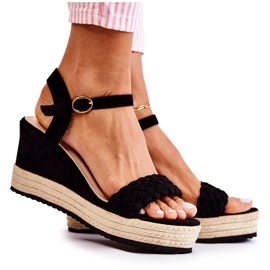 FB2 Sandali con zeppa in pelle scamosciata Gabriela neri beige nero