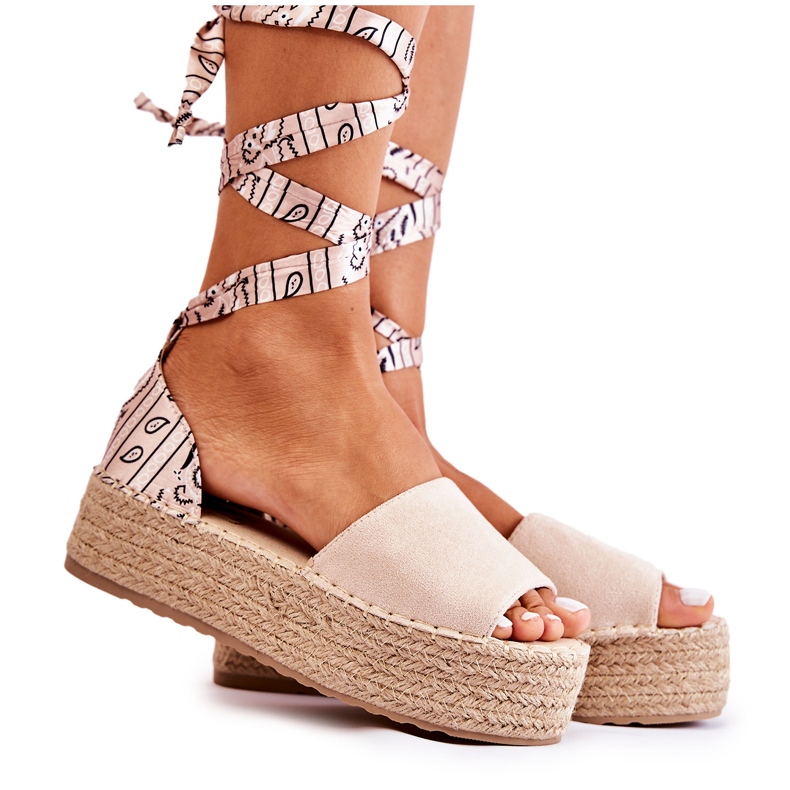 FB2 Sandali con zeppa in camoscio Beige Livia