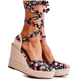 FB2 Sandali con zeppa alla moda neri Lamela nero multicolore