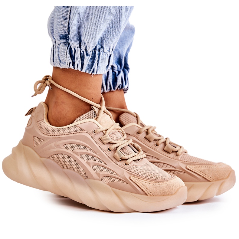 PM2 Scarpe sportive da donna alla moda Sneakers Beige Sollero d'oro