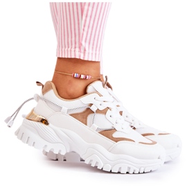PM2 Scarpe sportive in tessuto alla moda Amariso beige e bianco bianca
