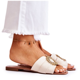 PS1 Comode Pantofole Da Donna Con Decoro Ginera Beige Chiaro