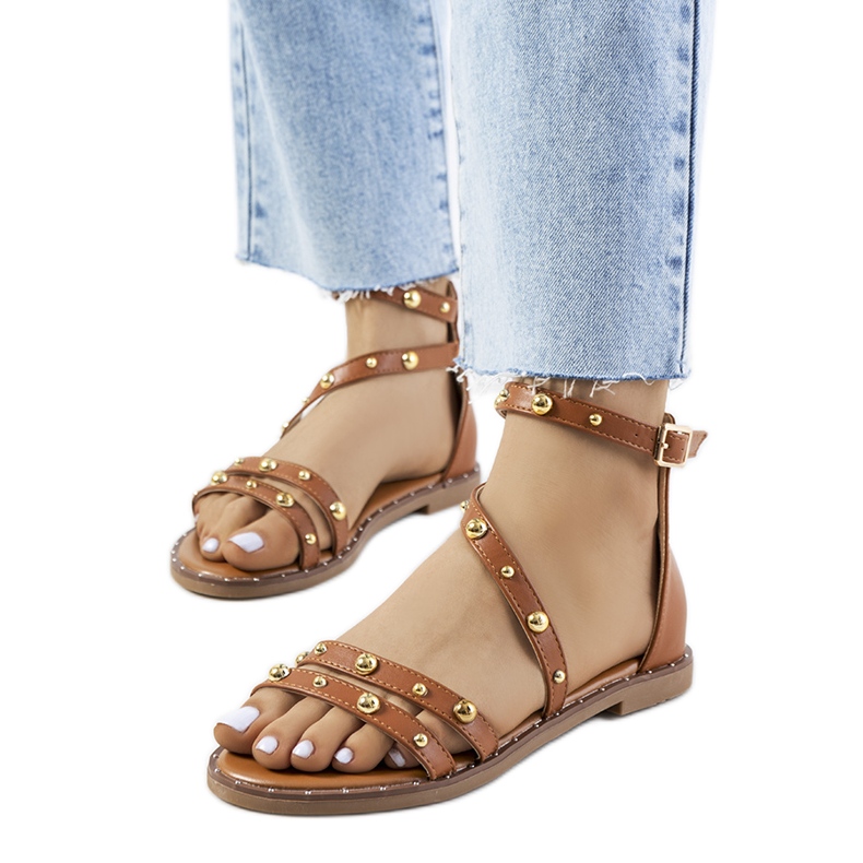 Sandali Krolt marroni con borchie marrone