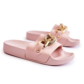 FK1 Ciabatte In Gomma Per Bambini Con Catena Decorativa Rosa Suzie