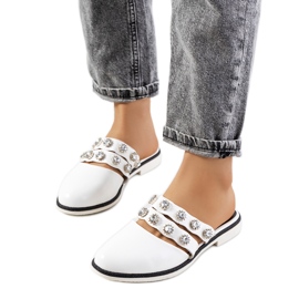 Ciabatte bianche decorate con borchie Asselt bianco