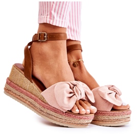 FE1 Sandali con zeppa in camoscio Rosa Natina marrone