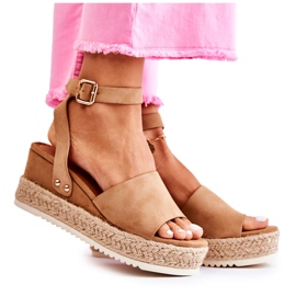 FE1 Sandali Camel in camoscio Lisbona beige