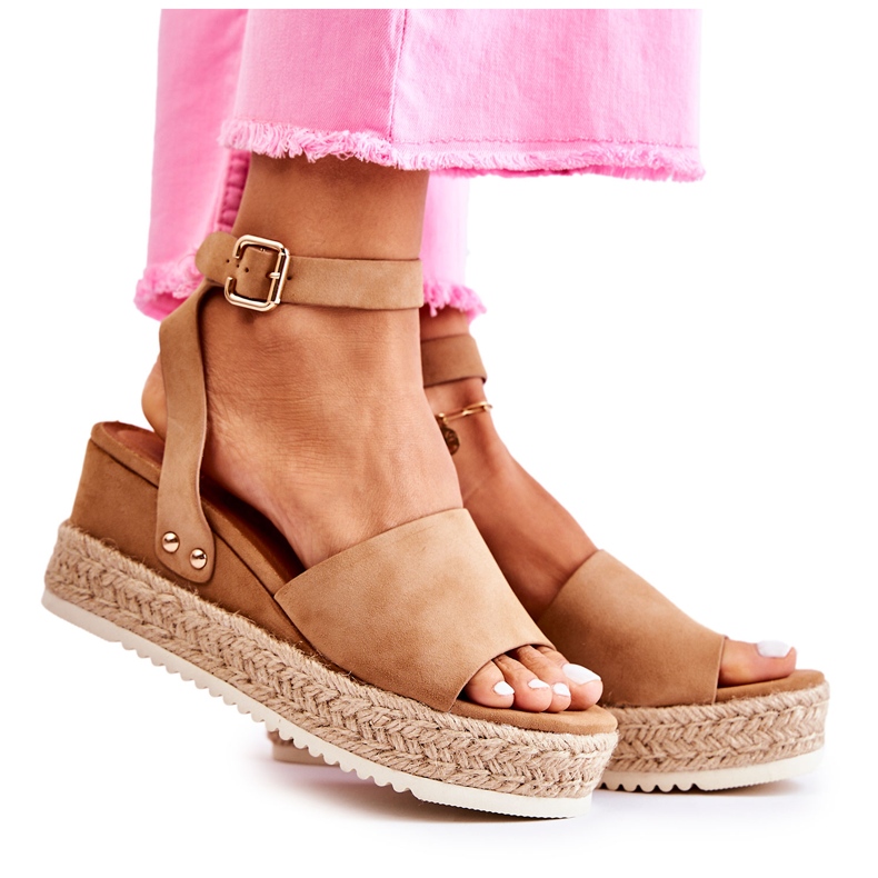 FE1 Sandali Camel in camoscio Lisbona beige