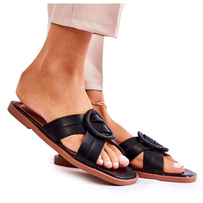 Pantofole Sansa nere alla moda da donna nero