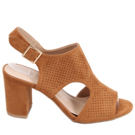 Sandali traforati a tacco alto Stacy Camel marrone