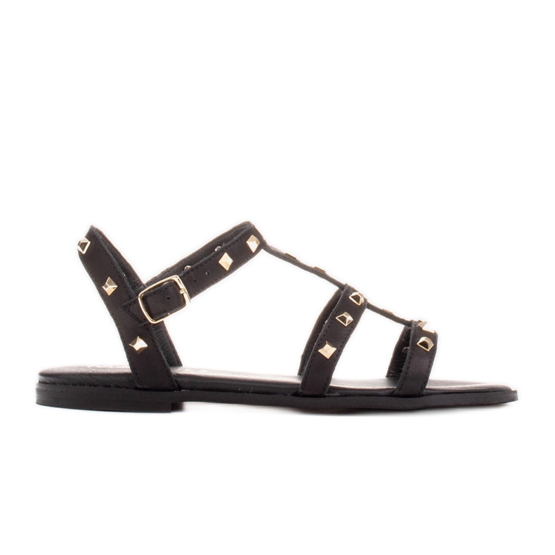 Marco Shoes Sandali in pelle con borchie dorate nero